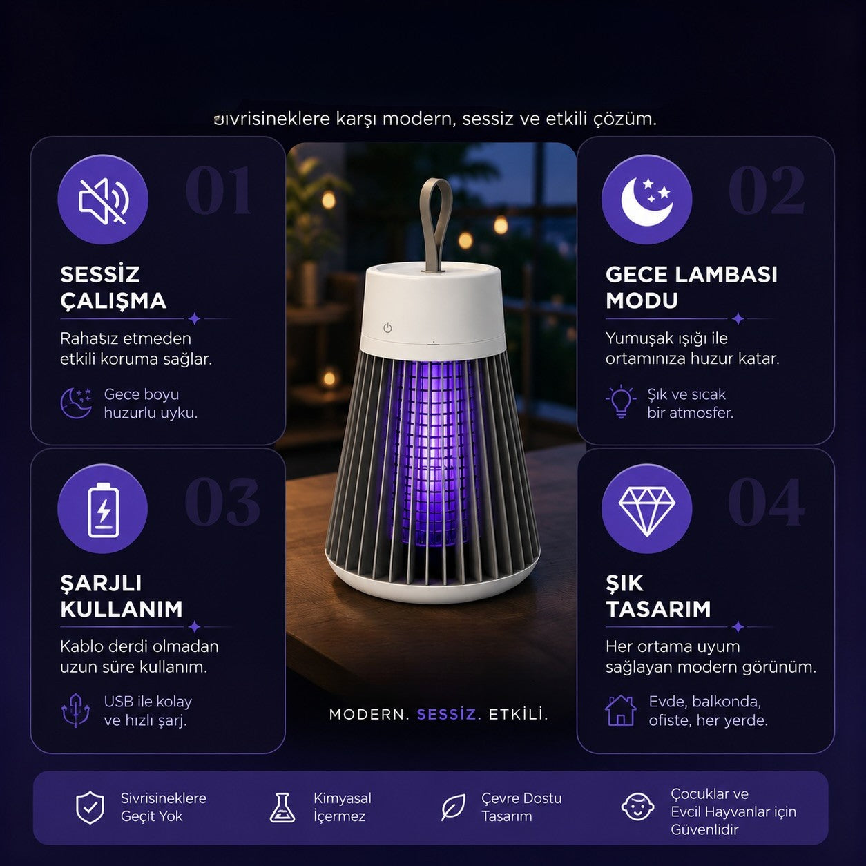 Mirello Taşınabilir Mor Işık Lambası
